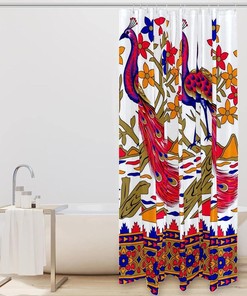Ethnic Style Bird Peacock Luxury Shower Curtain for Bathroom Decor