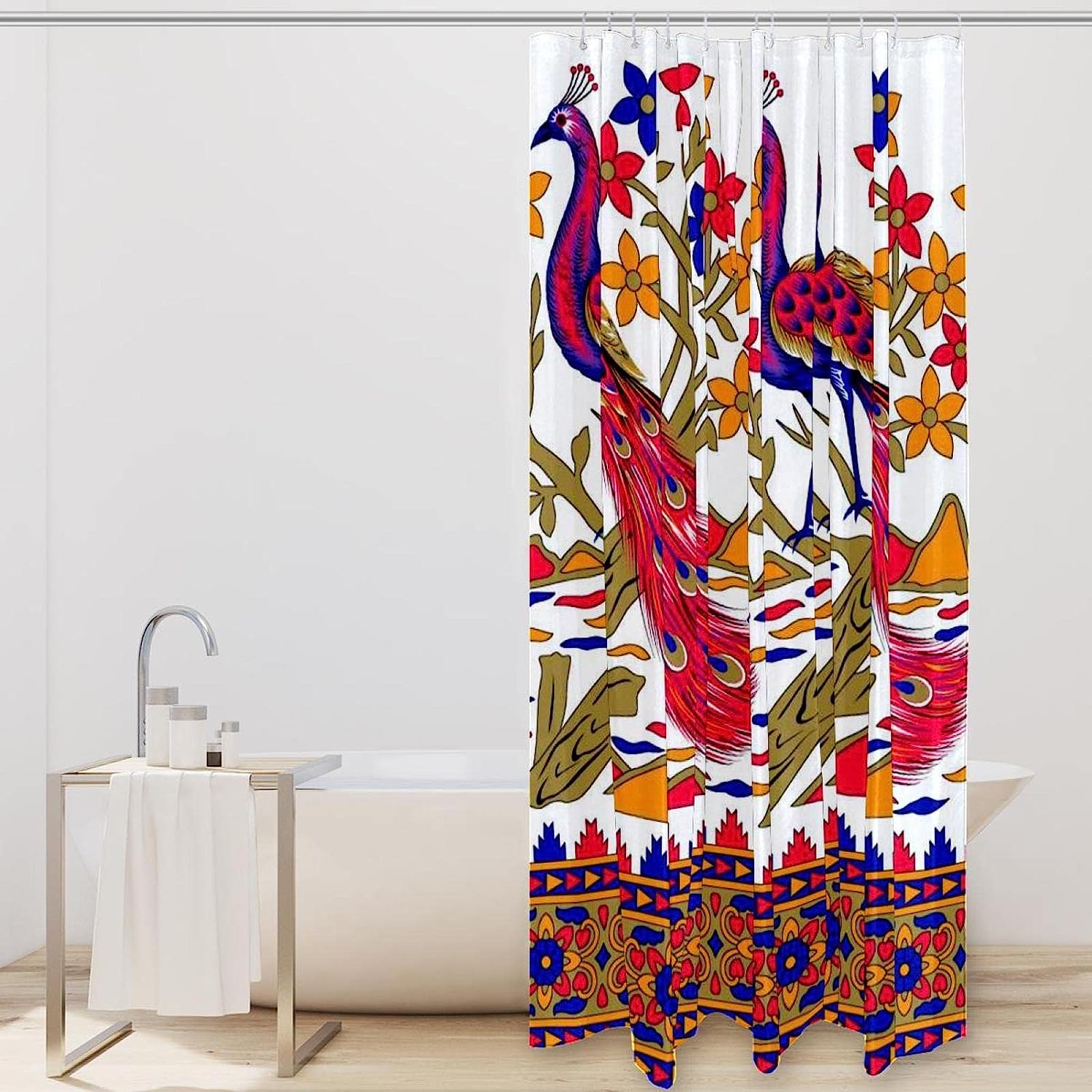 Ethnic Style Bird Peacock Luxury Shower Curtain for Bathroom Decor