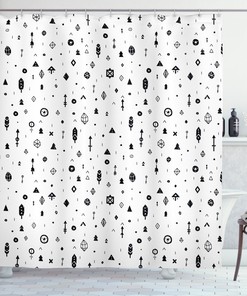 Ethnic Sun Face Moon Print Tribal Shower Curtain for Bathroom