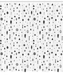 Ethnic Sun Face Moon Print Tribal Shower Curtain for Bathroom