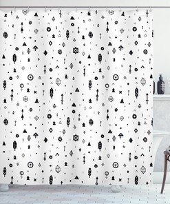 Ethnic Sun Face Moon Print Tribal Shower Curtain for Bathroom