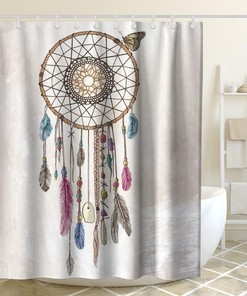 Ethnic Tribal Dreamcatcher and Feather Art Printed Shower Curtain for Inspirational Bathroom Decor