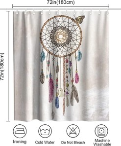 Ethnic Tribal Dreamcatcher and Feather Art Printed Shower Curtain for Inspirational Bathroom Decor