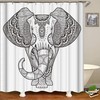 Ethnic Tribal Hippie Boho Decor Elephant Fabric Shower Curtain In White