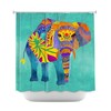 Ethnic Whimsical Elephant Aqua Shower Curtain For Home Decoration - Multicolor Elephant Design