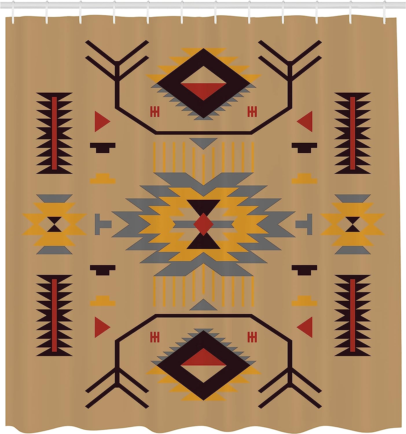 Ethnic Zigzag Design Shower Curtain For Southwestern Bathroom Decor - Image 2