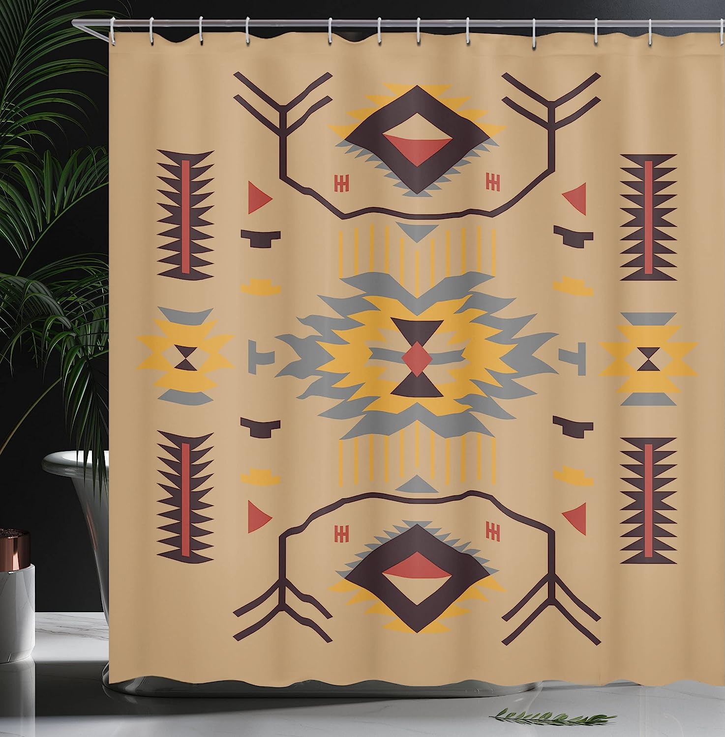 Ethnic Zigzag Design Shower Curtain For Southwestern Bathroom Decor - Image 3