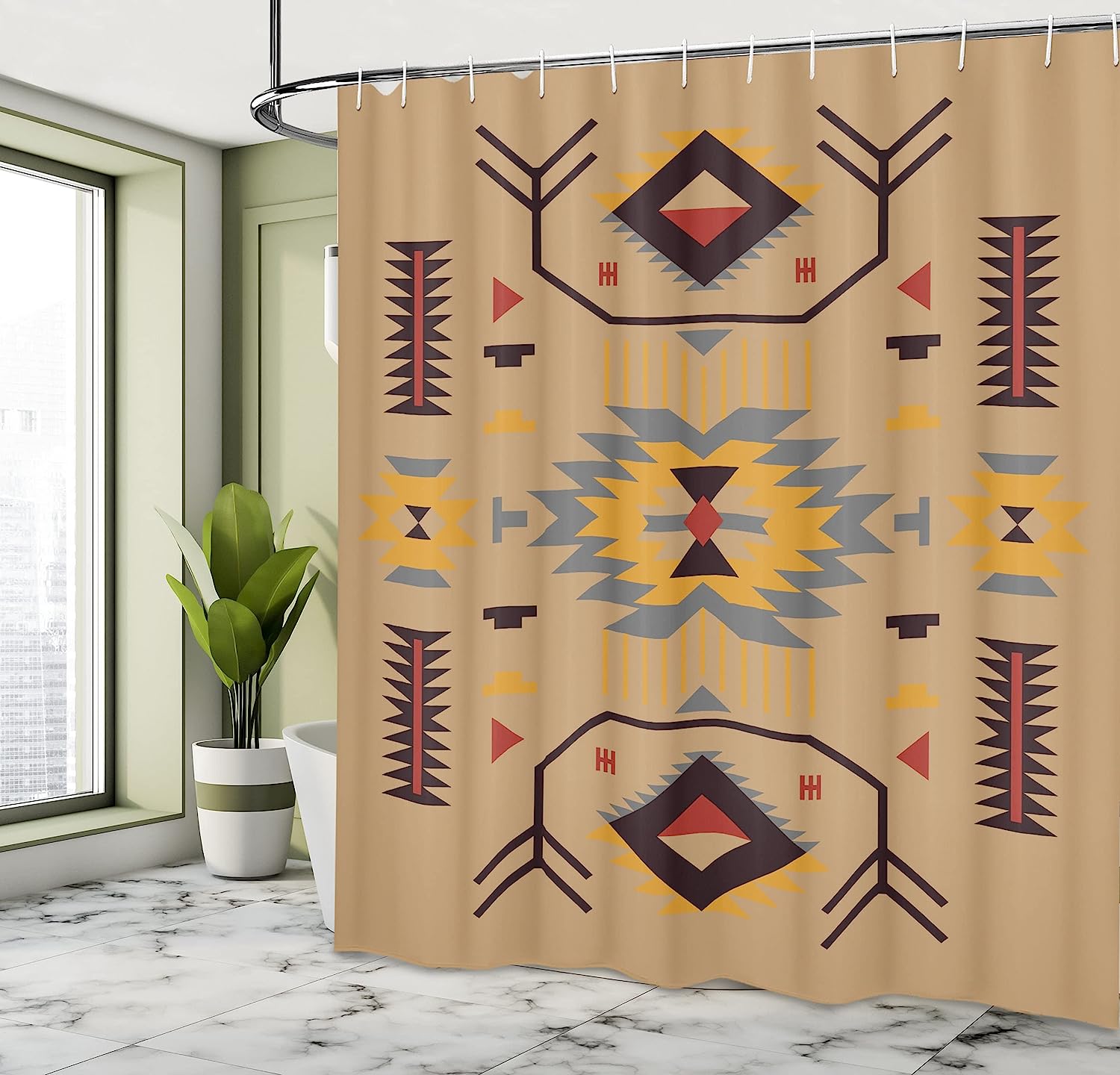 Ethnic Zigzag Design Shower Curtain For Southwestern Bathroom Decor - Image 4