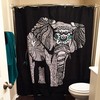 Ethnical Bohemian Bath Curtain with Tribal Wild Animal Print for Bathtub