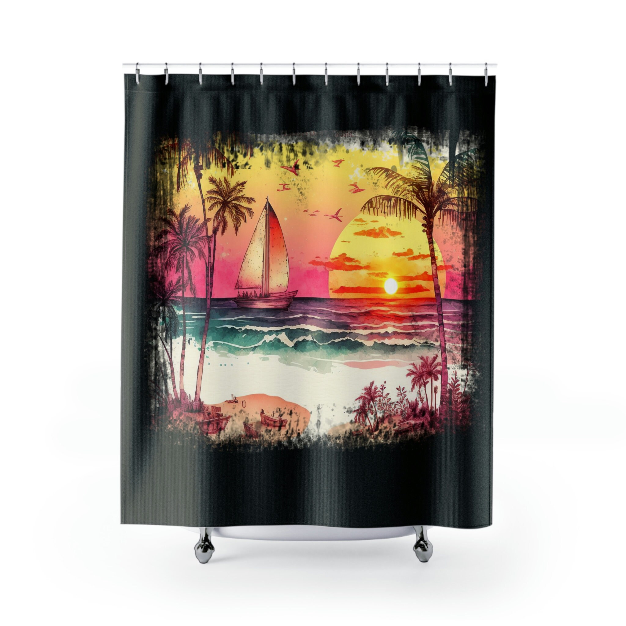 Etsy Home Decor Beach Sunset Shower Curtain For A Unique Bathroom Upgrade - Image 2