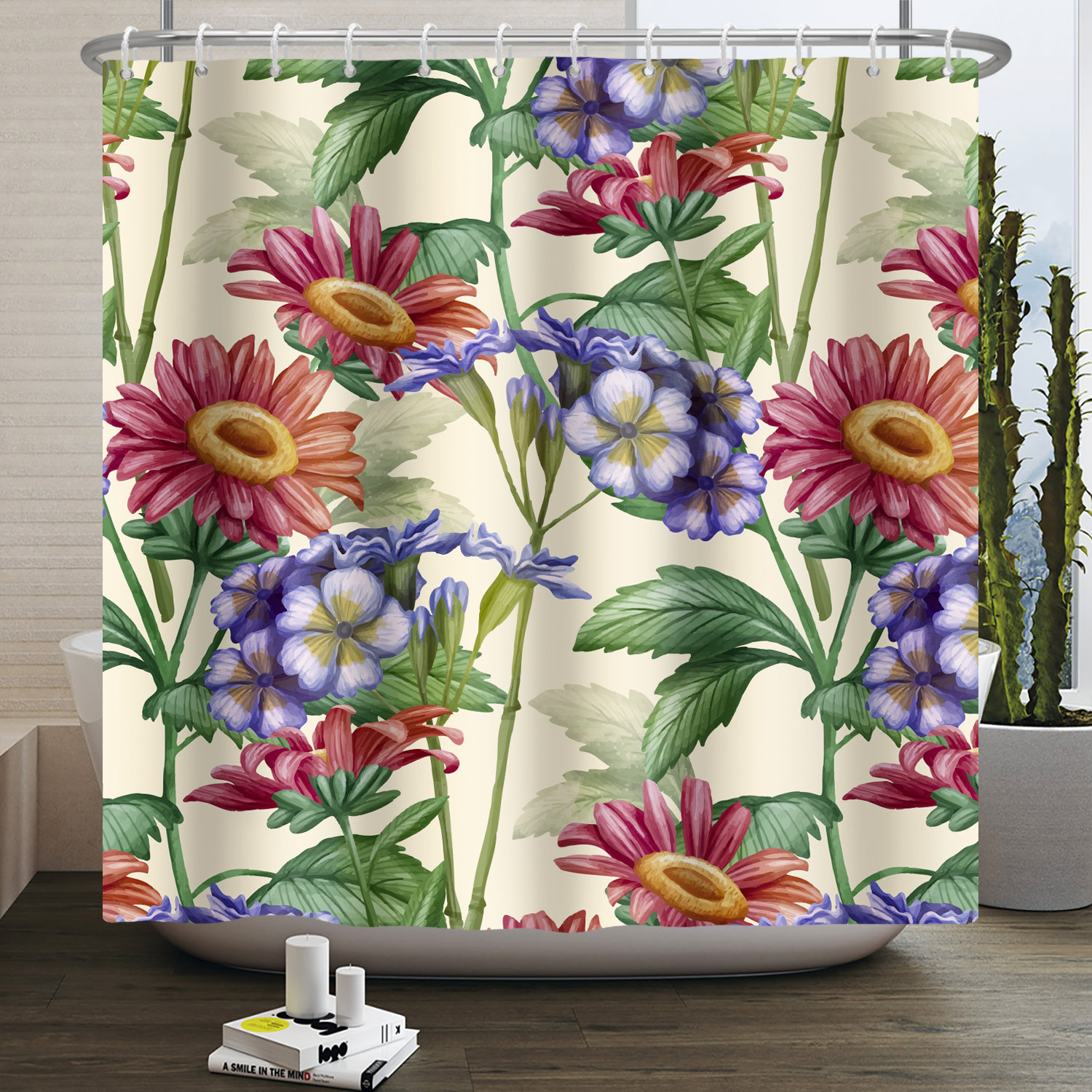 Eucalyptus And Green Leaves Plant Shower Curtain For Antique Bathroom Decor