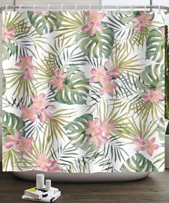 Eucalyptus And Green Leaves Plant Shower Curtain For Antique Bathroom Decor
