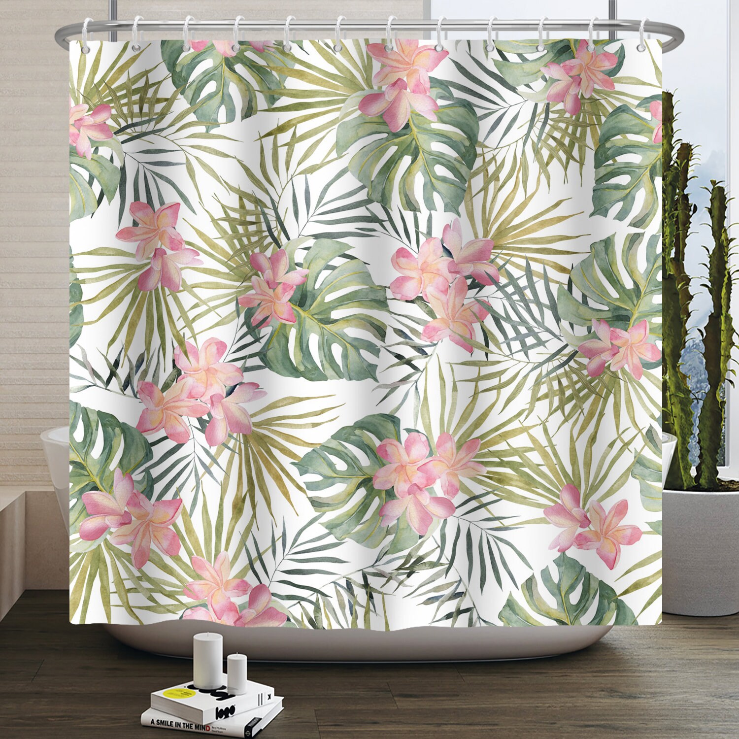 Eucalyptus And Green Leaves Plant Shower Curtain For Antique Bathroom Decor