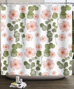 Eucalyptus And Green Leaves Plant Shower Curtain For Antique Bathroom Decor