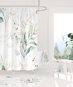 Eucalyptus Bathroom Shower Curtain, Modern Botanical Art Dcor