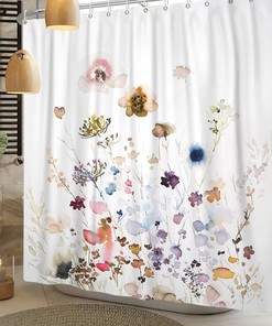 Eucalyptus Floral Shower Curtain - Waterproof Fabric Curtain For Bathroom Bathtub Decoration