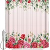 Eucalyptus Leaf And Rose Floral Plants Botanical Shower Curtain Fabric For Bathroom Showers And Bathtubs