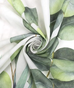 Eucalyptus Leaf Shower Curtain Set, Green Botanical Bathroom Decor, Grey And White Marble Design 