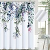 Eucalyptus Leaf and Floral Shower Curtain, Naturoom Fabric Design for a Spring Bathroom 
