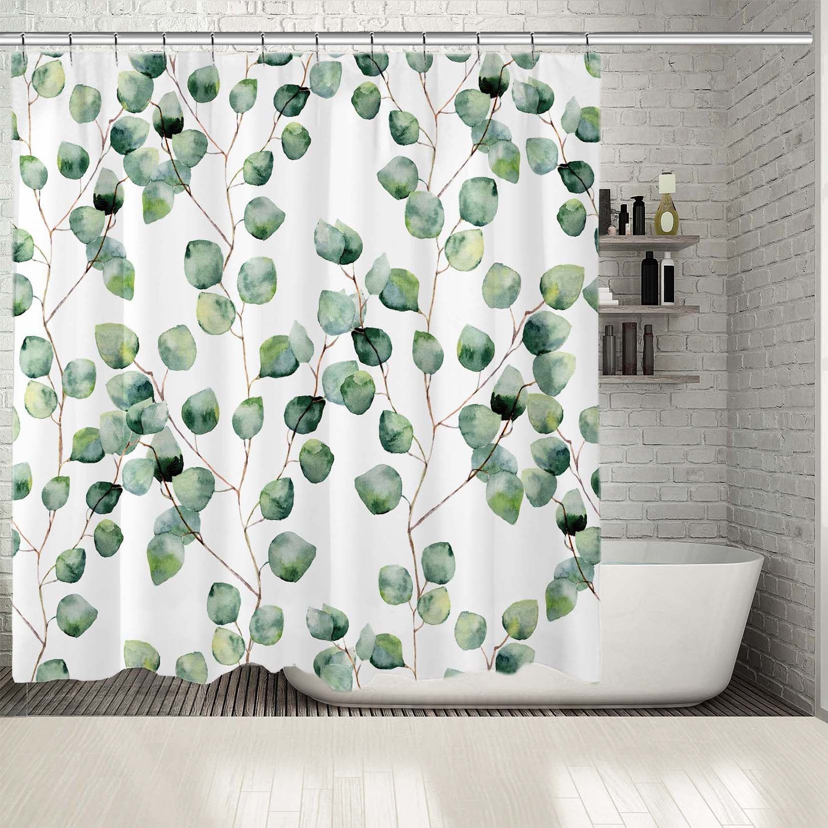 Eucalyptus Leaves Artwork Printed Shower Curtain For Elegant Bathroom Decor - Image 2