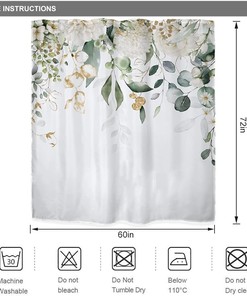 Eucalyptus Leaves Botanical Print Shower Curtain for Bathroom Decor by Riyidecor