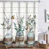 Eucalyptus Shower Curtain With Vintage Rustic Green Leaf And Barn Door Design - Add Some Serene Vibe To Your Bathroom