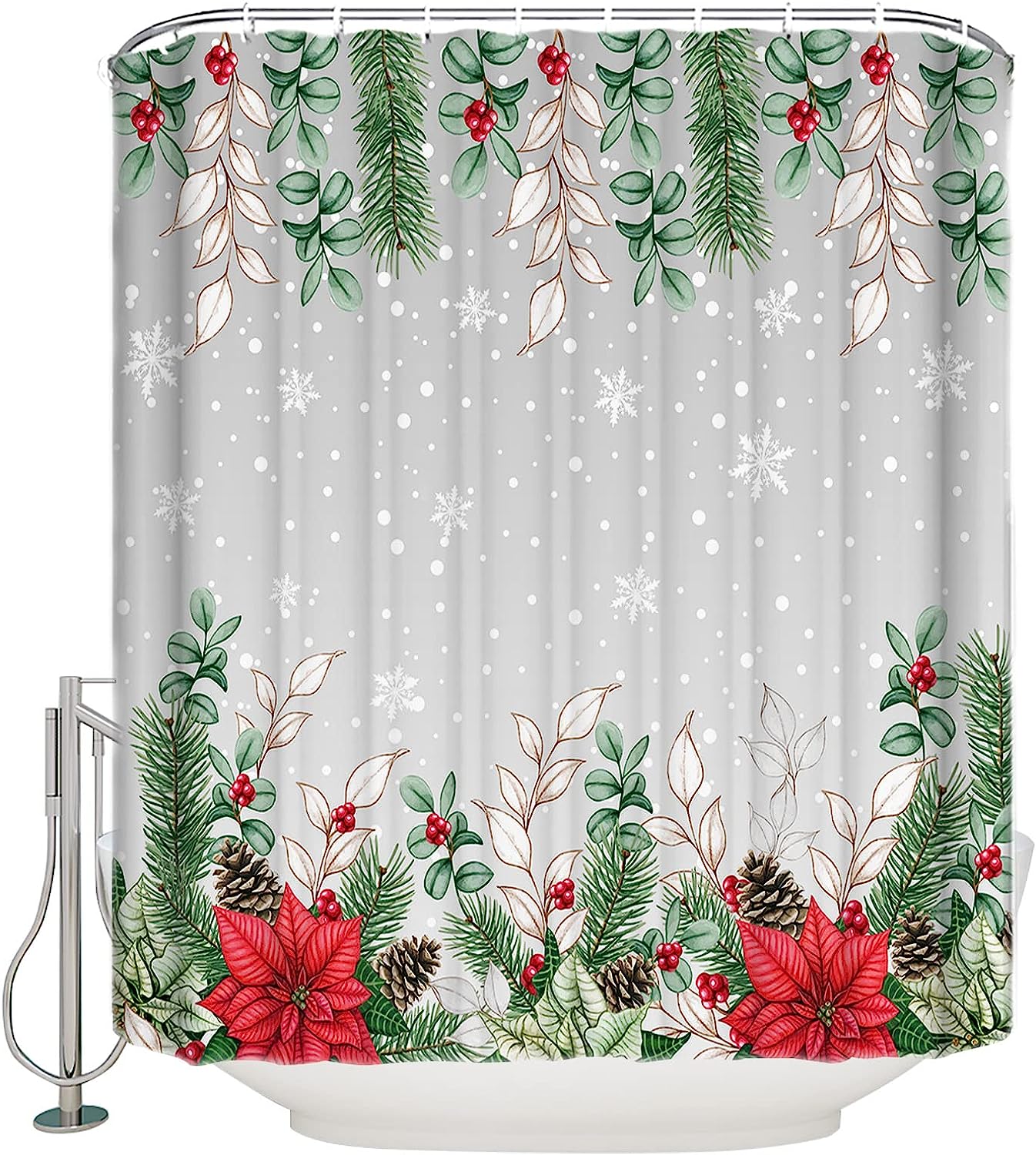 Eucalyptus Snowflake Shower Curtain For A Merry Christmas Celebration