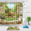 European Garden Arch Shower Curtain Bathroom Fabric Hooks In Ancient Style