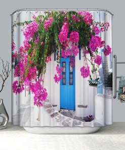 European Town Homestay Shower Curtain with Pastoral Style and Modern Garden Design for a Cozy Bathroom Decor