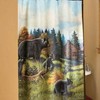 Evergreen Woodland Northwoods Cabin Shower Curtain With Black Bears In Black And White, Ideal For Any Cabin Bathroom