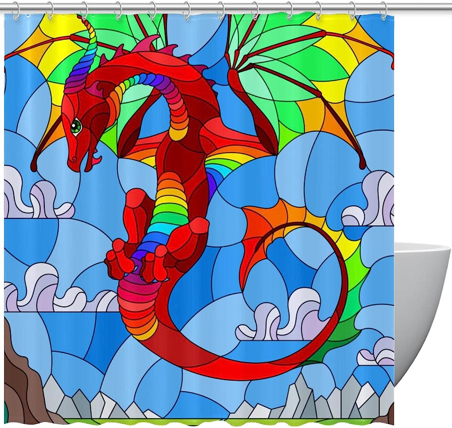 Evil Dragon Shower Curtain For Gothic Bathroom Decor