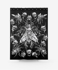 Evil Spider Fly Smoke Skull Texture Shower Curtain for a Gothic Bathroom Look