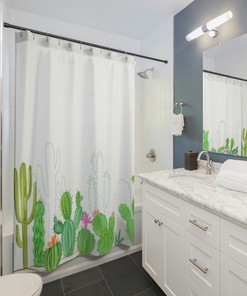 Exciting Cactus Shower Curtain Featuring Cactus And Plant Decor Art