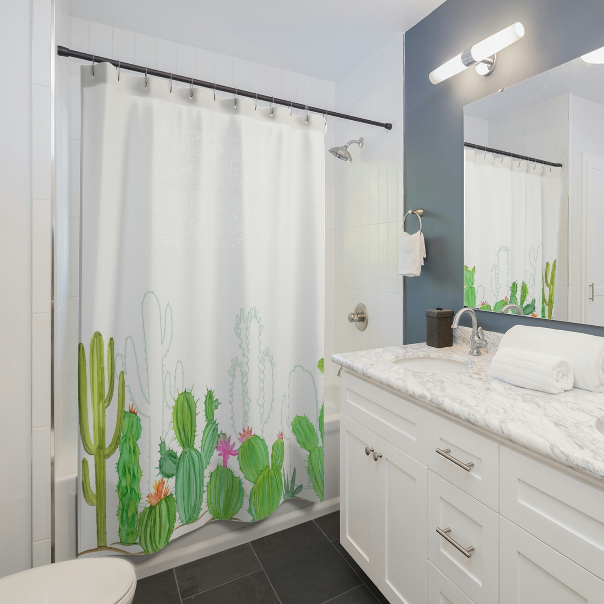 Exciting Cactus Shower Curtain Featuring Cactus And Plant Decor Art