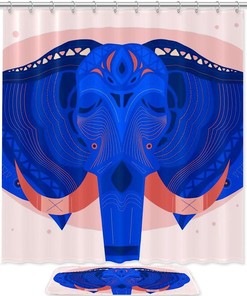 Exciting Elephant Head Festival Print Waterproof Shower Curtain
