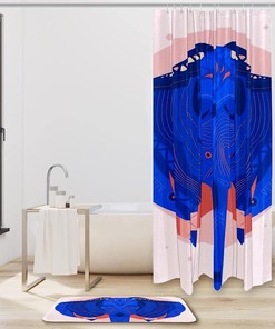 Exciting Elephant Head Festival Print Waterproof Shower Curtain