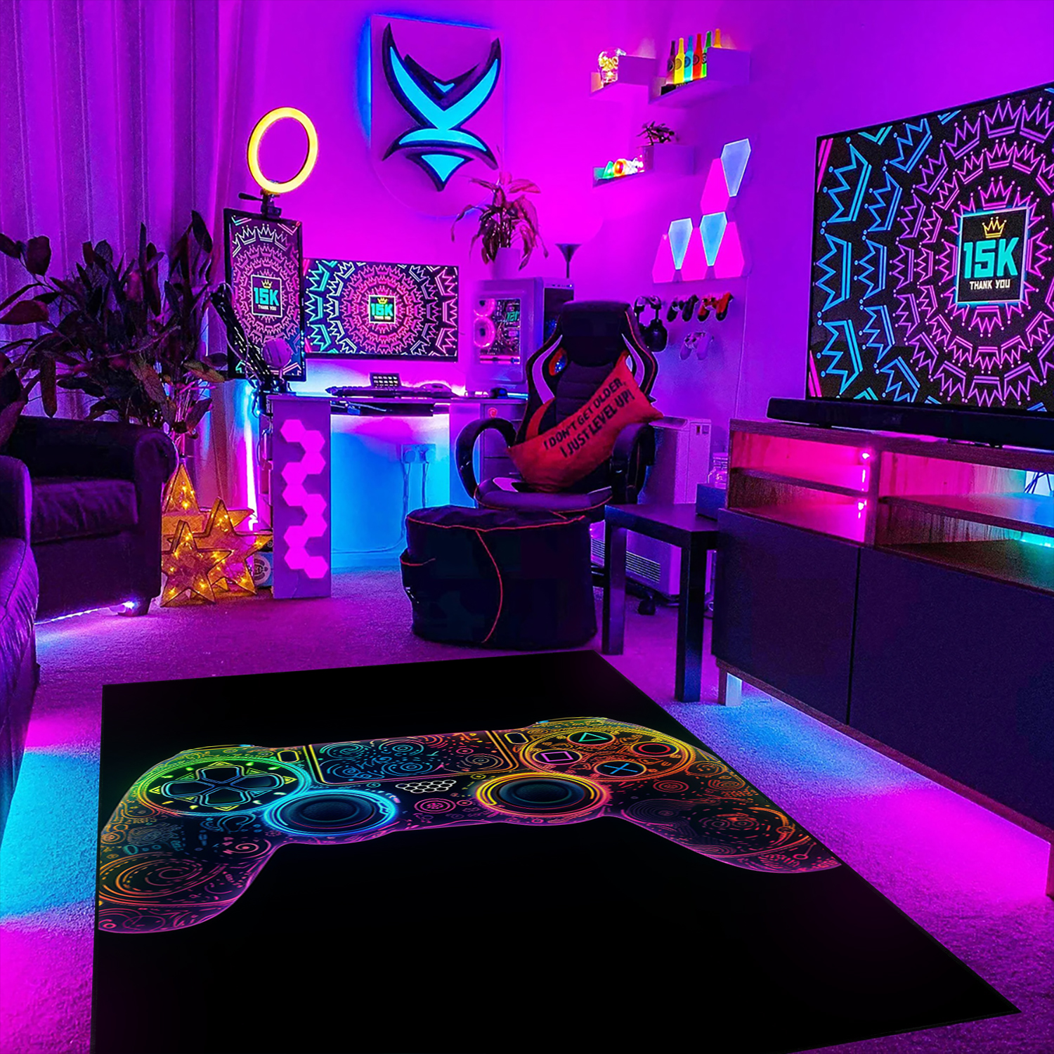 Exciting Teen Boys' Gaming Rugs with Game Controller Area Rugs for Game Room or Bedroom, Shufflezone Gaming Carpet - Image 2
