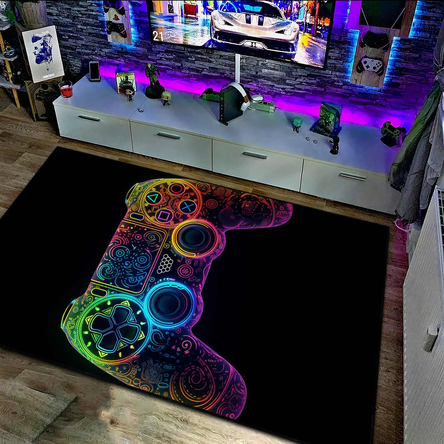 Exciting Teen Boys' Gaming Rugs with Game Controller Area Rugs for Game Room or Bedroom, Shufflezone Gaming Carpet - Image 3