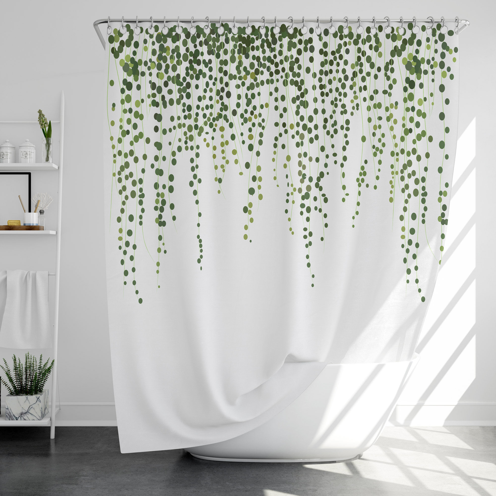 Exit Shower Curtain with 12 Hooks, Waterproof Modern Bathroom Decor, Housewarming Gift