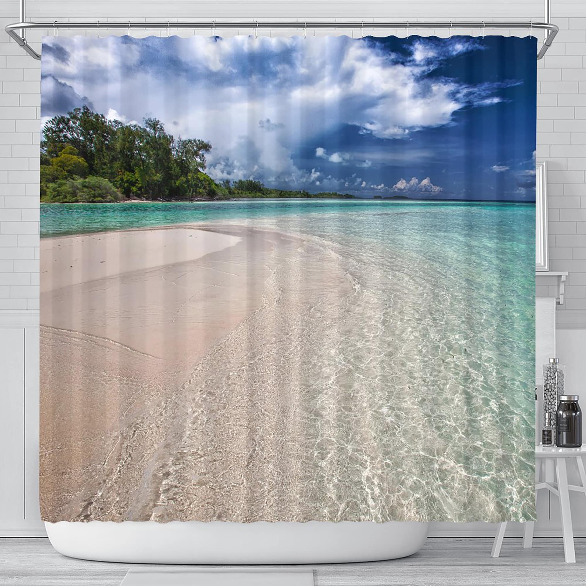 Exotic Caribbean Island Shower Curtain - Add Tropical Vibes To Your Bathroom