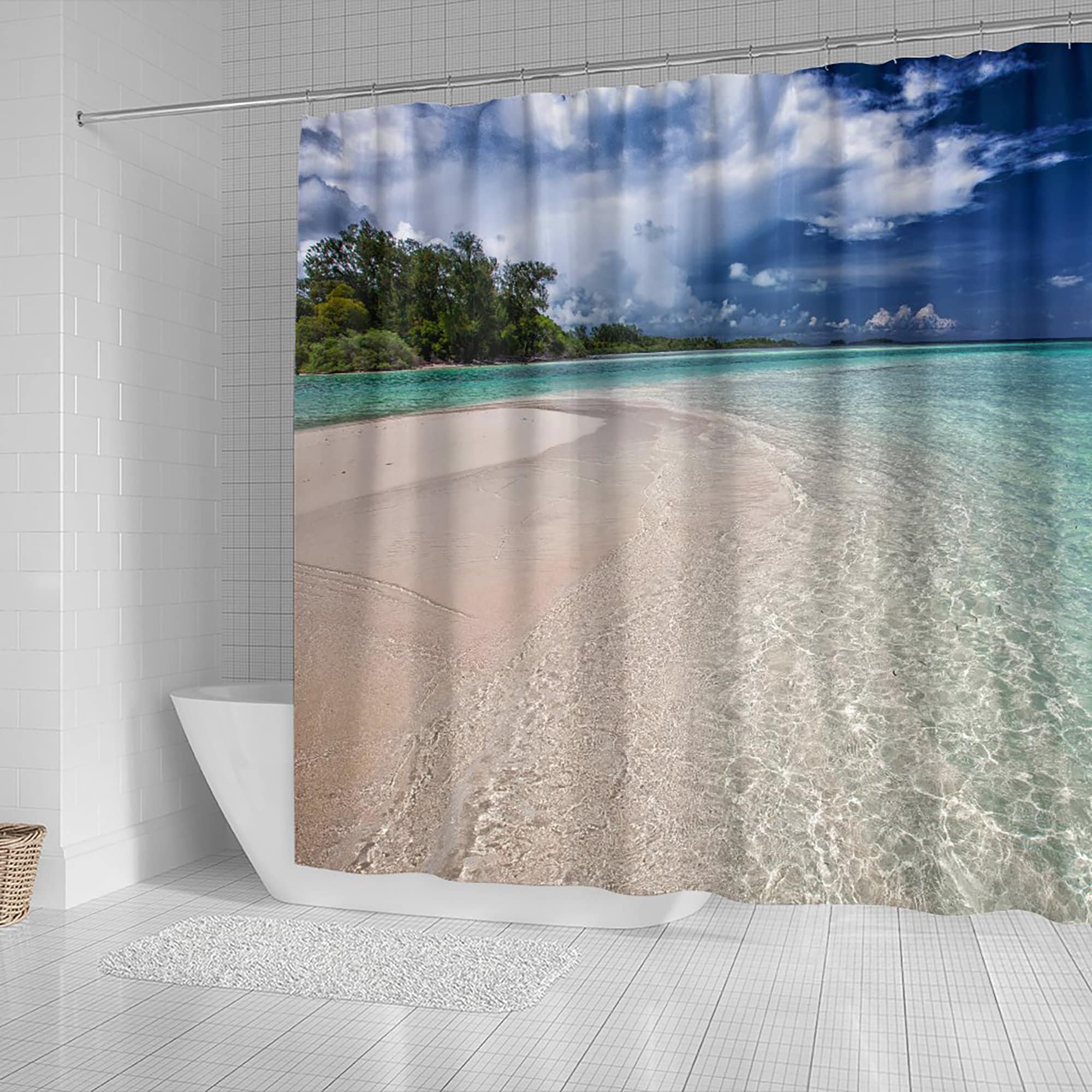 Exotic Caribbean Island Shower Curtain - Add Tropical Vibes To Your Bathroom - Image 2