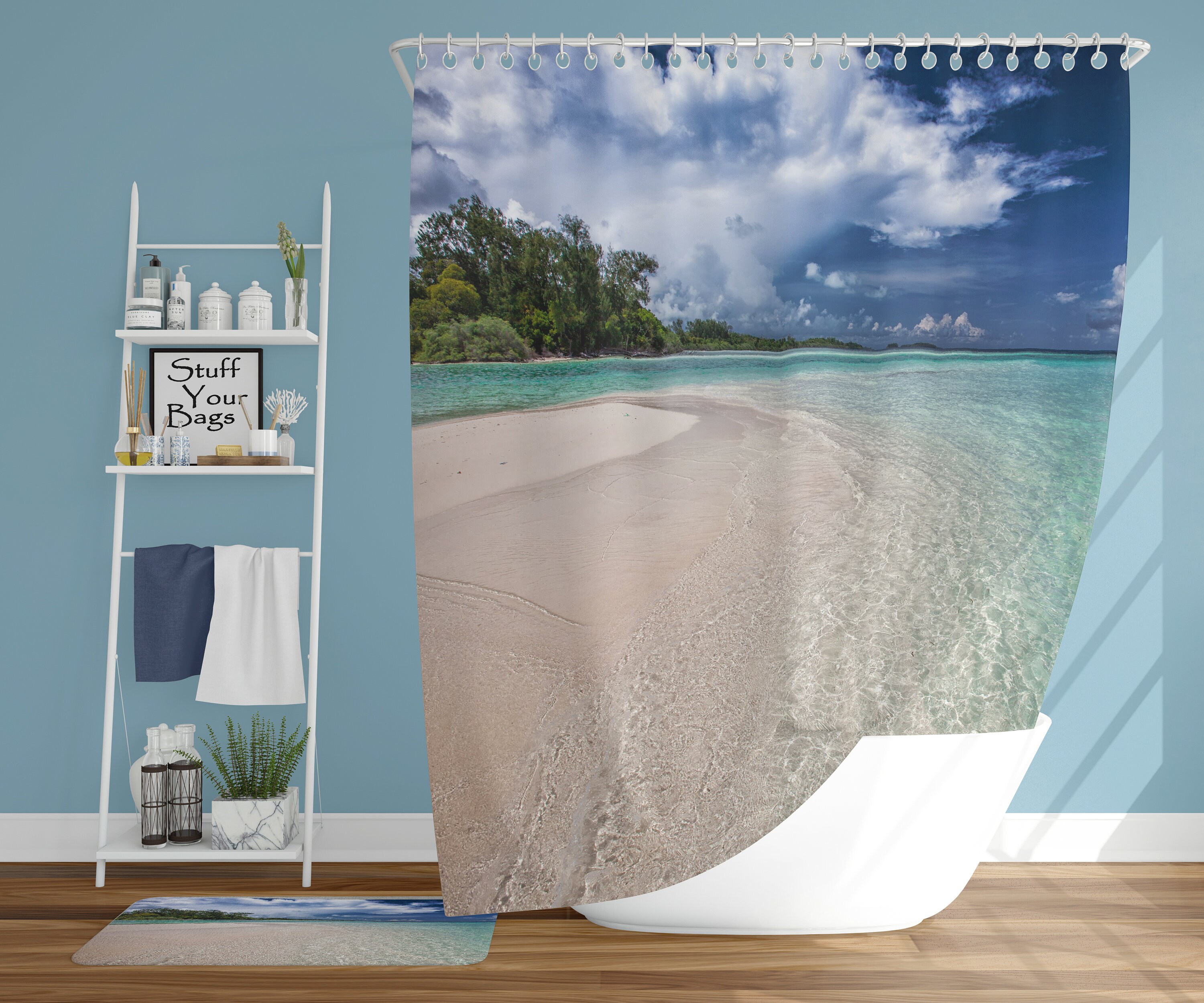 Exotic Caribbean Island Shower Curtain - Add Tropical Vibes To Your Bathroom - Image 3