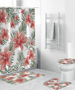 Exotic Flowers and Plants Shower Curtain - Botanical Bathroom Decor
