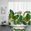 Exotic Green Banana Leaves Shower Curtain With Tropical Flowers For Bathrooms 