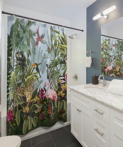 Exotic Jungle Theme Shower Curtain for Beautiful Bathroom Decor