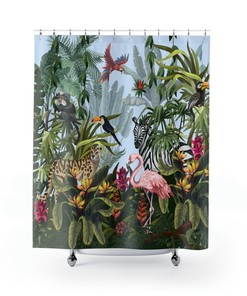 Exotic Jungle Theme Shower Curtain for Beautiful Bathroom Decor
