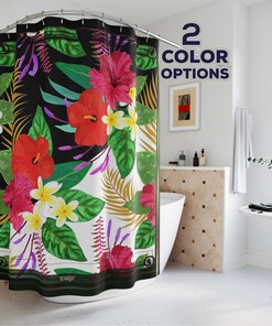 Exotic Leaves: Tropical Print Shower Curtain for Lush Bathroom Decor