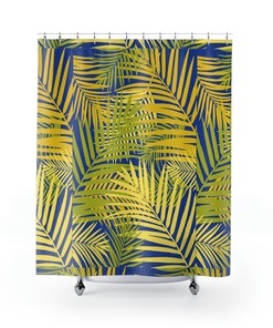 Exotic Leaves: Tropical Shower Curtain for Lush Bathroom Decor