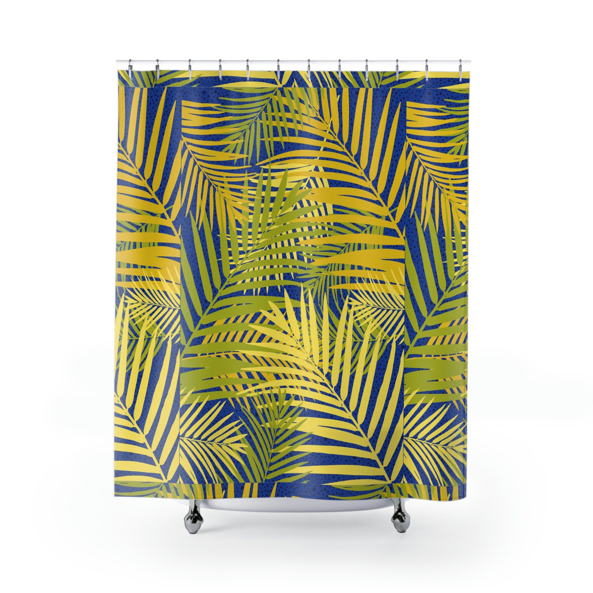 Exotic Leaves: Tropical Shower Curtain for Lush Bathroom Decor