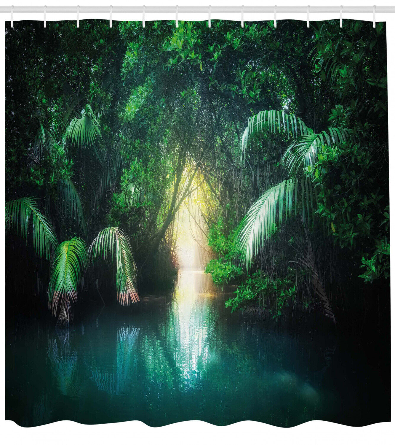 Exotic Mangrove Rainforest Lake Jungle Shower Curtain for Vibrant Bathroom Decor